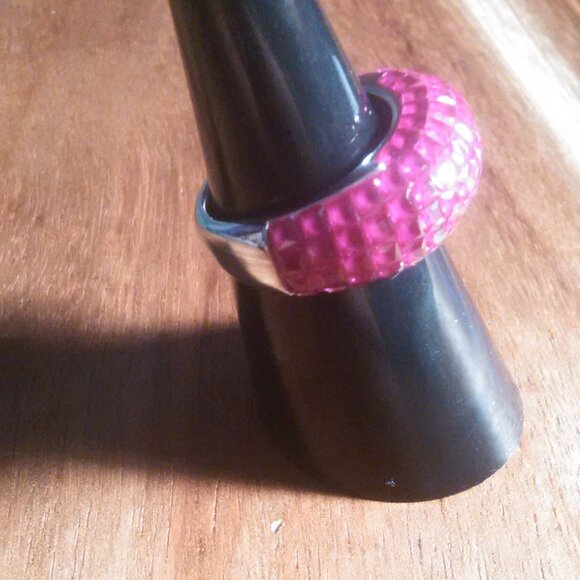 Simulated Ruby Color Diamond Sterling Silver Ring (Size 6) - Picture 6 of 16